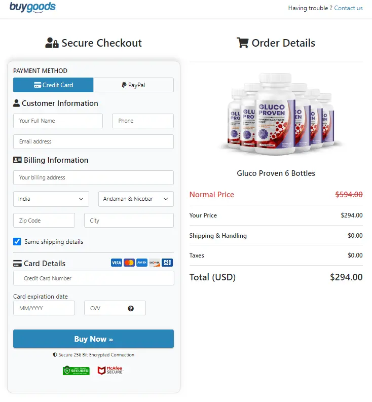 Gluco Freeze Order Form